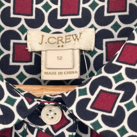 J.Crew Womens Short-Sleeve Button-Down Shirt dress Geometric Print  Size 12 - Picture 2 of 12